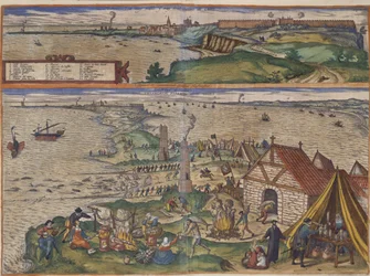 Views of Cadiz (hand coloured engraving)